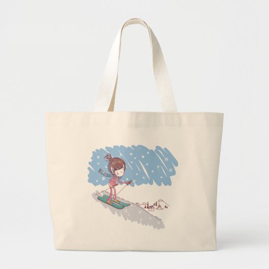 Cute Skiier Grote Tote Bag (Voorkant)
