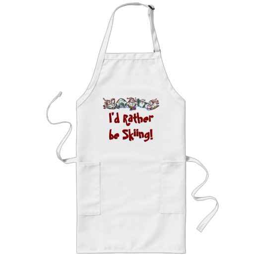 Cute Skiing Apron voor de Feestdagen Lang Schort (Voorkant)