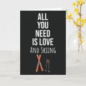 Cute Skiing Cards Snow Skier Sports Winter Ski  Kaart (Gele Bloem)