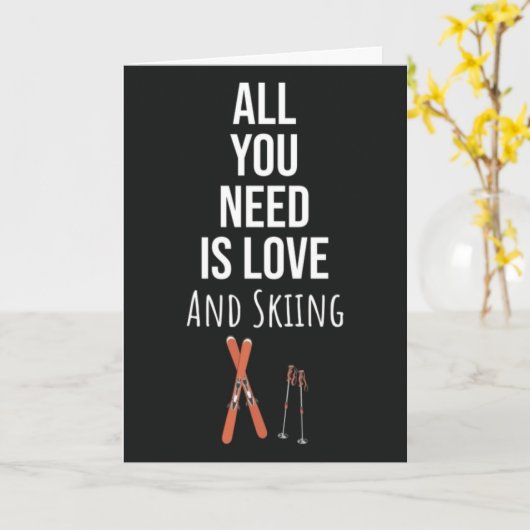Cute Skiing Cards Snow Skier Sports Winter Ski  Kaart (Gele Bloem)