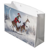 Cute Skiing Giraffe Family Christmas Personalized  Groot Cadeauzakje (Achterkant Gekanteld)