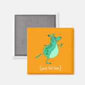 Cute Skipping Green Alien Magneet (Voorkant / Achterkant)