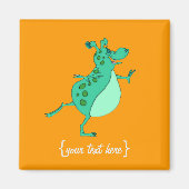 Cute Skipping Green Alien Magneet (Voorkant)