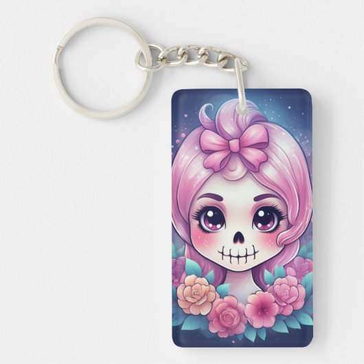 Cute Skull Acrylic Keychain (Voorkant)
