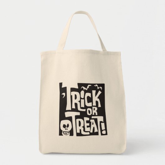 Cute Skull and Bats Retro Halloween Tote Bag (Voorkant)