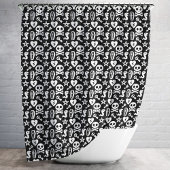 Cute Skull and Crossbone Halloween Pattern Douchegordijn