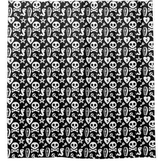 Cute Skull and Crossbone Halloween Pattern Douchegordijn (Voorkant)