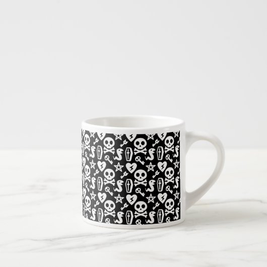 Cute Skull and Crossbone Halloween Pattern Espresso Kop (Rechts)