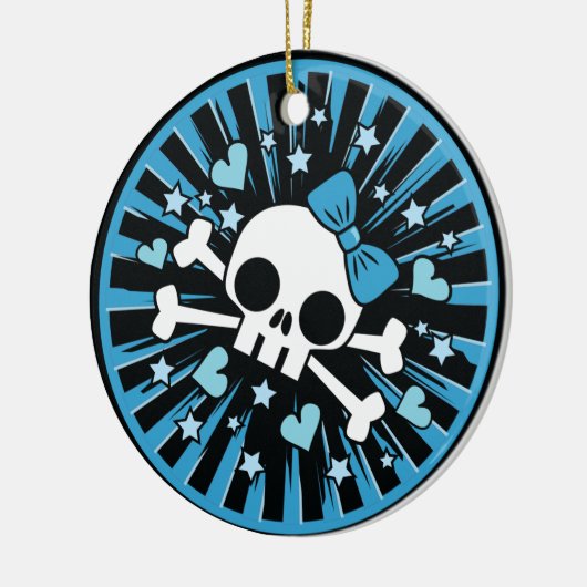 Cute Skull and Crossbones Light Blue Keramisch Ornament (Links)