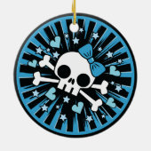 Cute Skull and Crossbones Light Blue Keramisch Ornament (Achterkant)