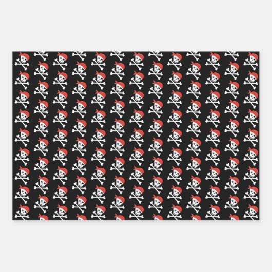 Cute Skull and Crossbones Pattern Pirate Thema Inpakpapier Vel (Voorkant)