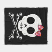 Cute Skull And Crossbones Pink Bow Tie Halloween S Fleece Deken (Voorkant (Horizontaal))