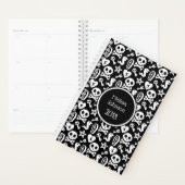 Cute Skull Black & White Pattern Persoonlijke naam Planner (Display)