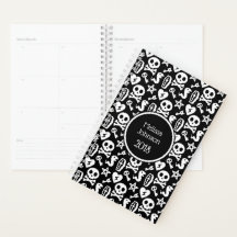 Cute Skull Black & White Pattern Persoonlijke naam