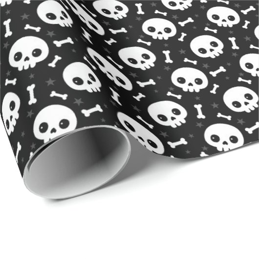 Cute Skull & Bones Halloween Pattern Cadeaupapier (Rol Hoek)