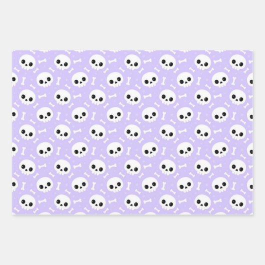 Cute Skull & Bones Halloween Patterns Inpakpapier Vel (Voorkant 3)