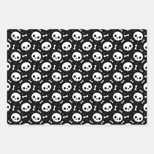 Cute Skull & Bones Halloween Patterns Inpakpapier Vel (Voorkant 2)