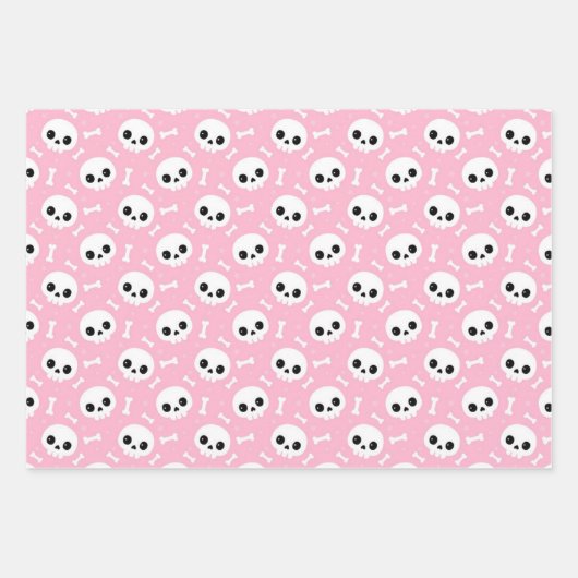 Cute Skull & Bones Halloween Patterns Inpakpapier Vel (Voorkant)