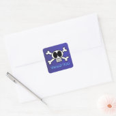 Cute Skull en Crossbones Bedankt Vierkante Sticker (Envelop)