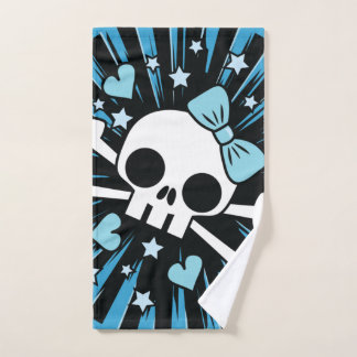 Cute Skull en Crossbones - Blue Bad Handdoek