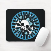 Cute Skull en Crossbones - Blue Muismat (Met muis)