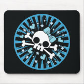 Cute Skull en Crossbones - Blue Muismat (Voorkant)