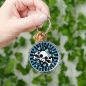 Cute Skull en Crossbones - Blue Sleutelhanger (Hand)