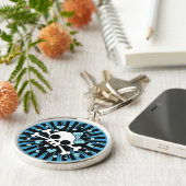 Cute Skull en Crossbones - Blue Sleutelhanger (Zijkant)