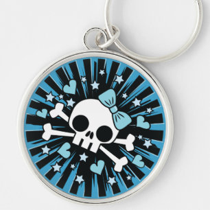 Cute Skull en Crossbones - Blue Sleutelhanger