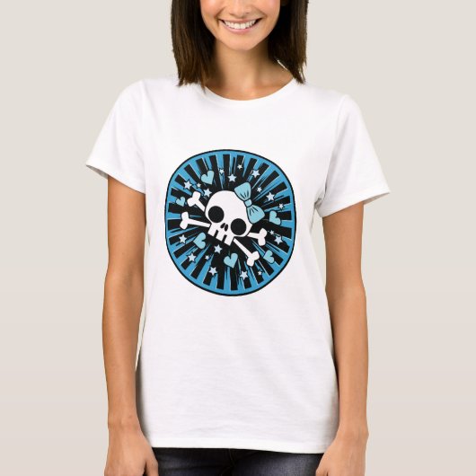 Cute Skull en Crossbones - Blue T-shirt (Voorkant)