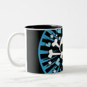 Cute Skull en Crossbones - Blue Tweekleurige Koffiemok (Links)