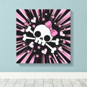 Cute Skull en Crossbones Canvas Afdruk (Insitu (Houten vloer))