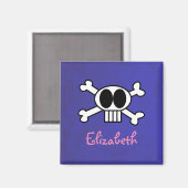 Cute Skull en Crossbones Gepersonaliseerd Magneet (Voorkant / Achterkant)