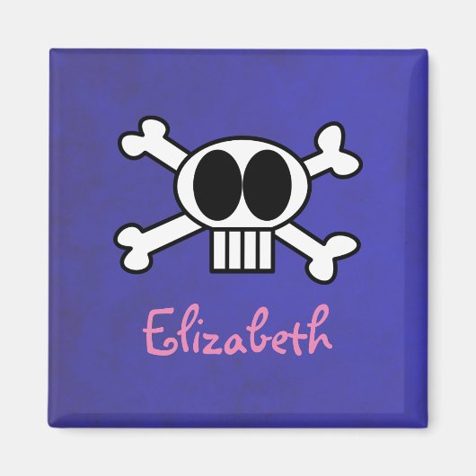 Cute Skull en Crossbones Gepersonaliseerd Magneet (Voorkant)