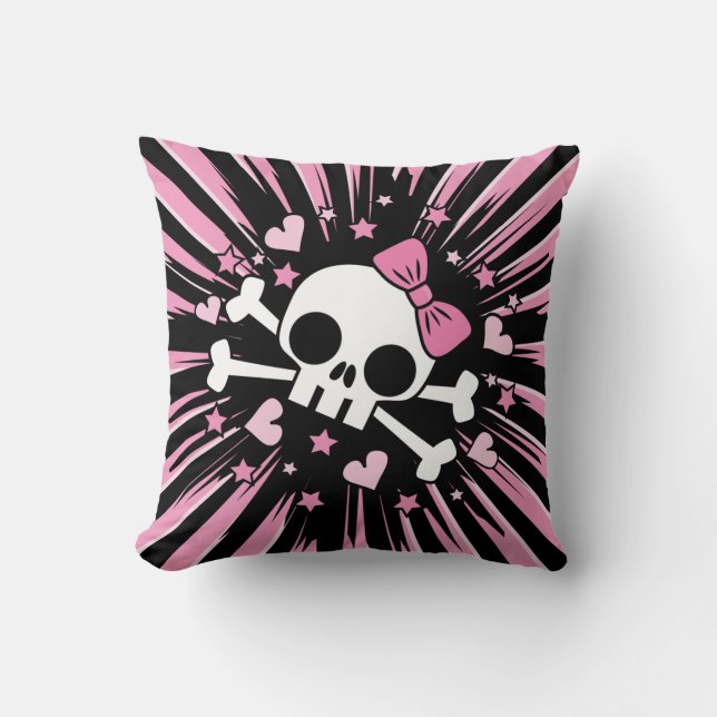 Cute Skull en Crossbones Kussen (Voorkant)