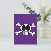 Cute Skull en Crossbones met Big Black Eyes Briefkaart (Staand voorkant)