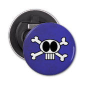 Cute Skull en Crossbones met Big Black Eyes Button Flesopener (Voorkant)