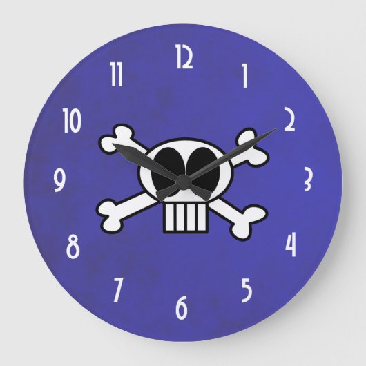 Cute Skull en Crossbones met Big Black Eyes Grote Klok (Voorkant)