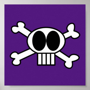 Cute Skull en Crossbones met Big Black Eyes Poster