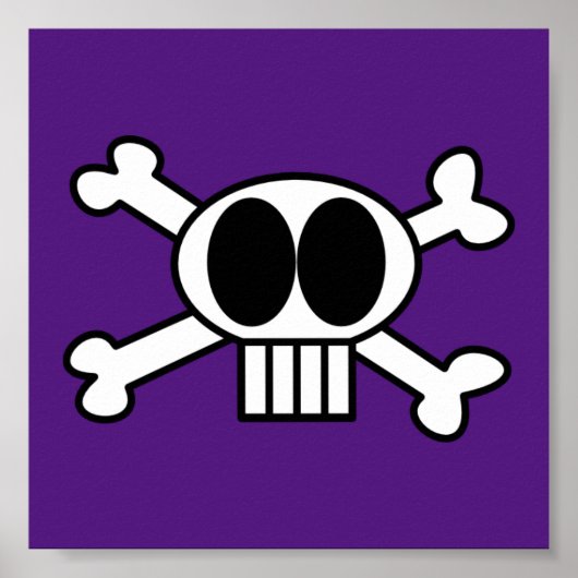 Cute Skull en Crossbones met Big Black Eyes Poster (Voorkant)