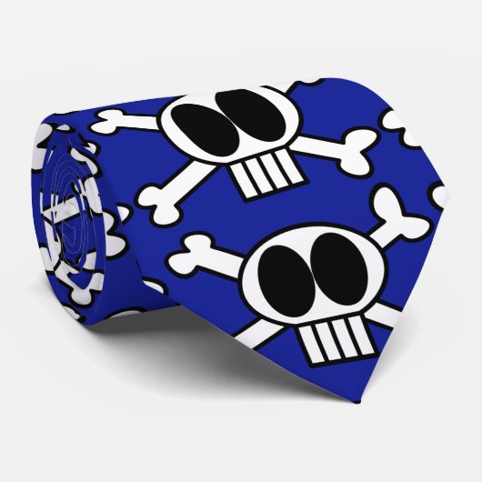 Cute Skull en Crossbones met Big Black Eyes Stropdas (Opgerold)