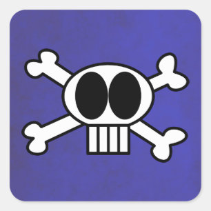 Cute Skull en Crossbones met Big Black Eyes Vierkante Sticker