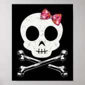 Cute Skull en Crossbones Roze Stropdas Halloween S Poster (Voorkant)