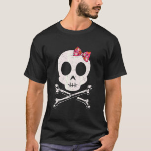 Cute Skull en Crossbones Roze Stropdas Halloween S T-shirt