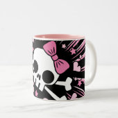 Cute Skull en Crossbones Tweekleurige Koffiemok (Voorkant rechts)