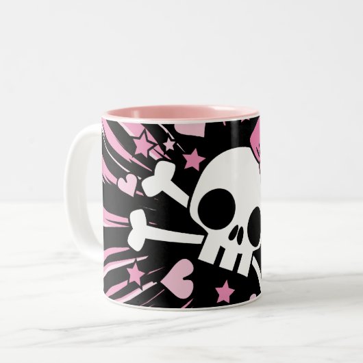 Cute Skull en Crossbones Tweekleurige Koffiemok (Voorkant links)
