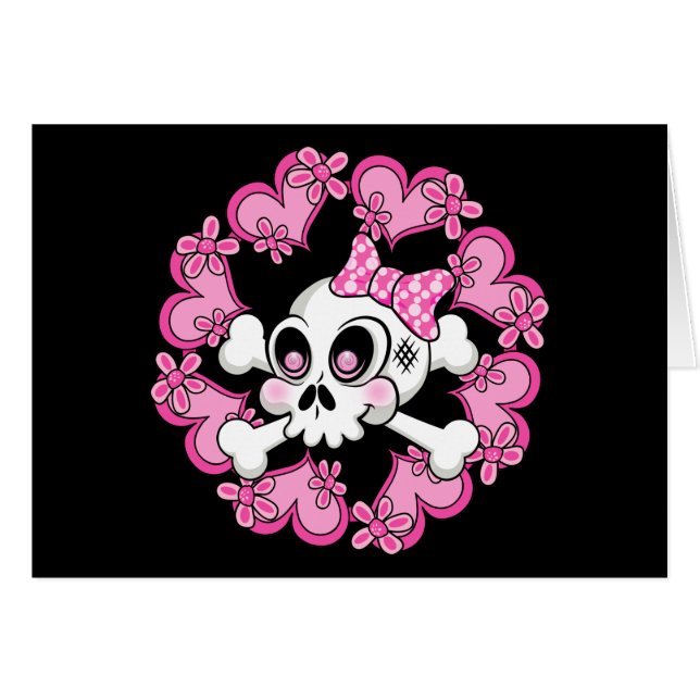 Cute Skull en Hearts (Voorkant Horizontaal)