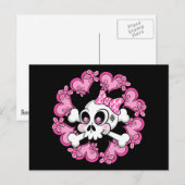 Cute Skull en Hearts Briefkaart (Voorkant / Achterkant)