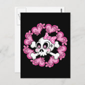 Cute Skull en Hearts Briefkaart (Voorkant / Achterkant)