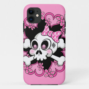Cute Skull en Hearts Case-Mate iPhone Case